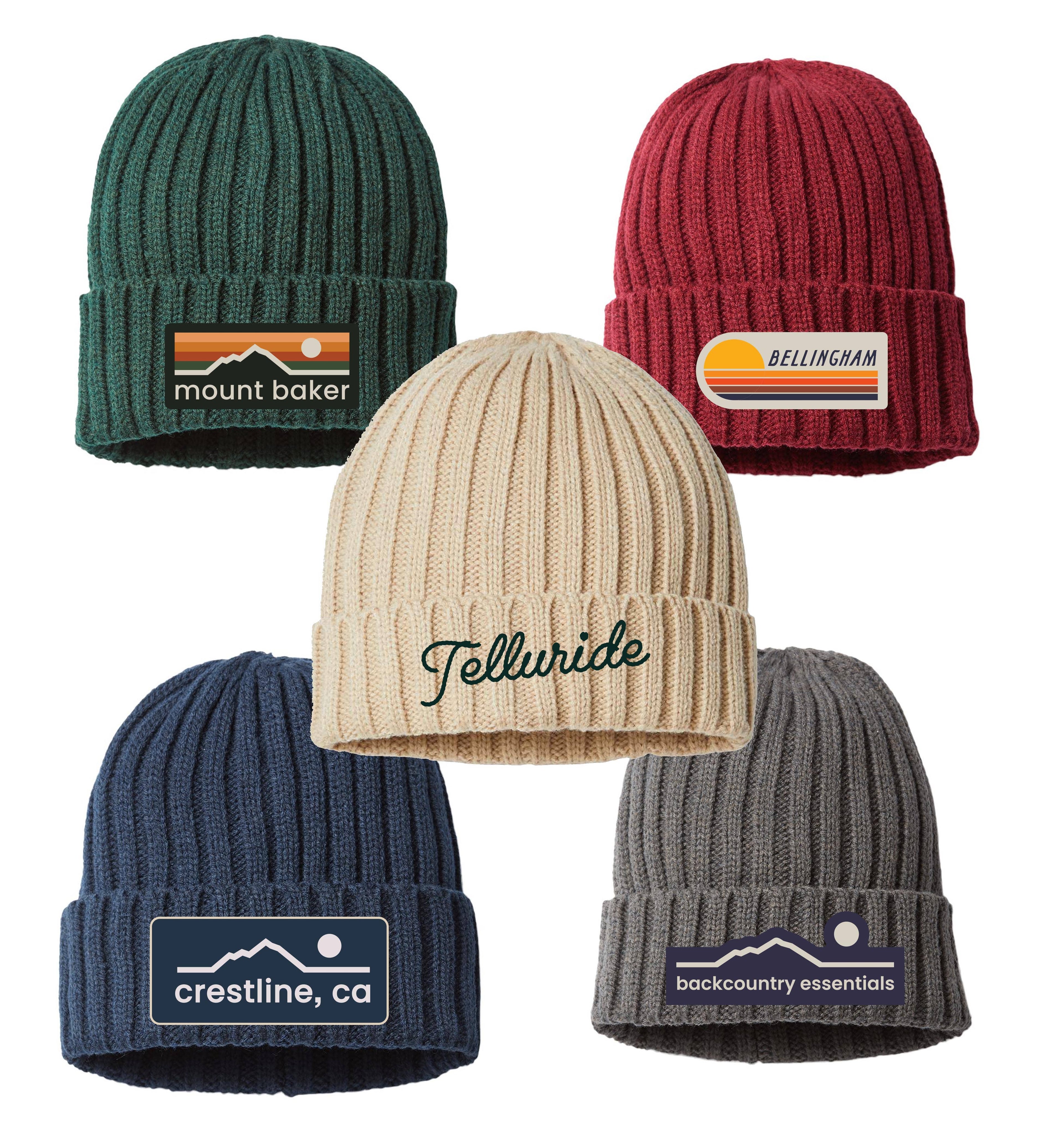 Custom Sustainable Cable Knit Cuffed Beanie