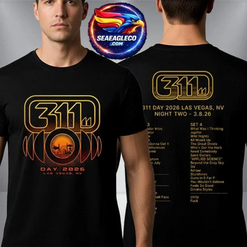 311 Band 311 Day 2026 Las Vegas NV Night Two On March 8 2026 Setlist Two Sided Shirt Unisex