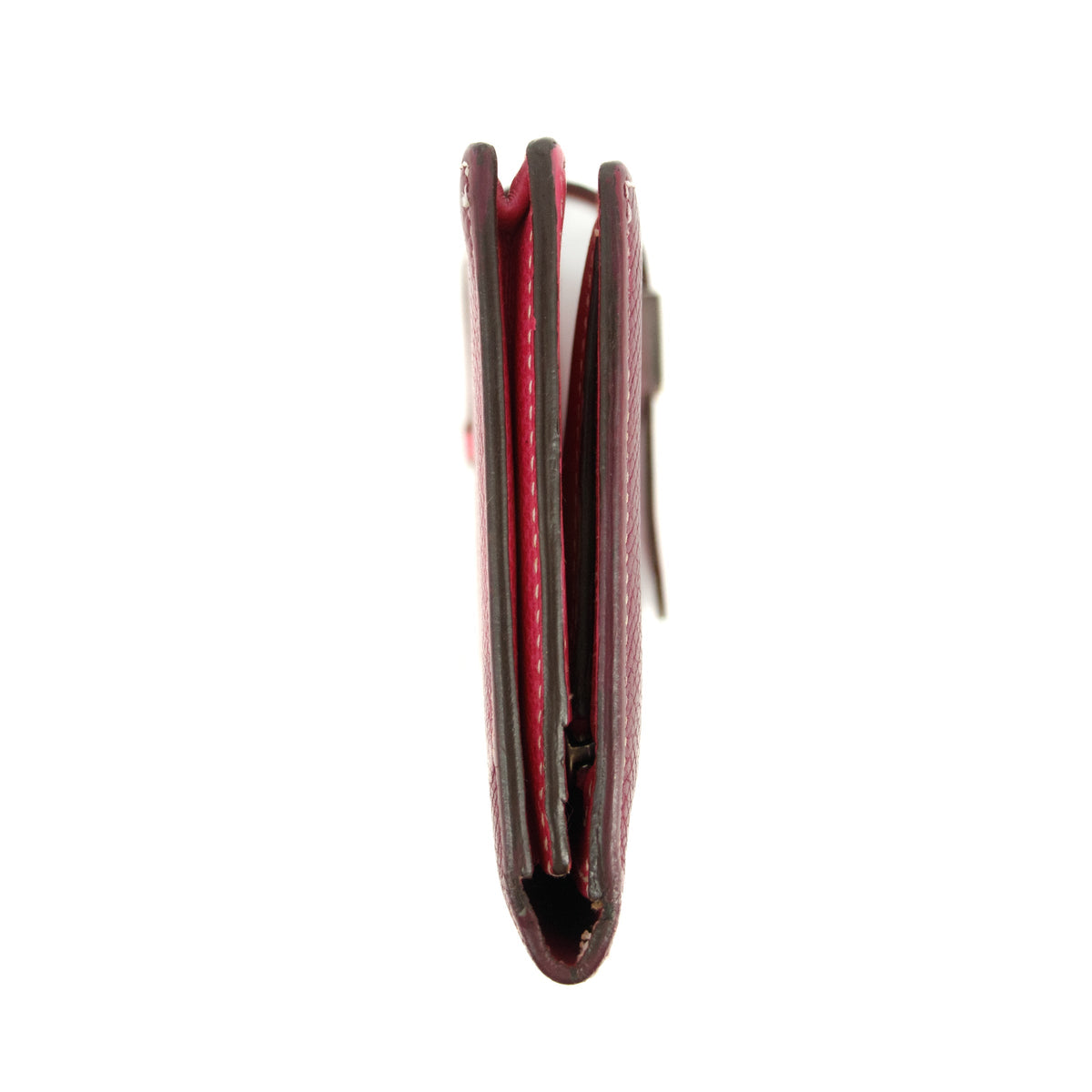 Hermes Burgundy Leather Bearn Soufflet Wallet #3397