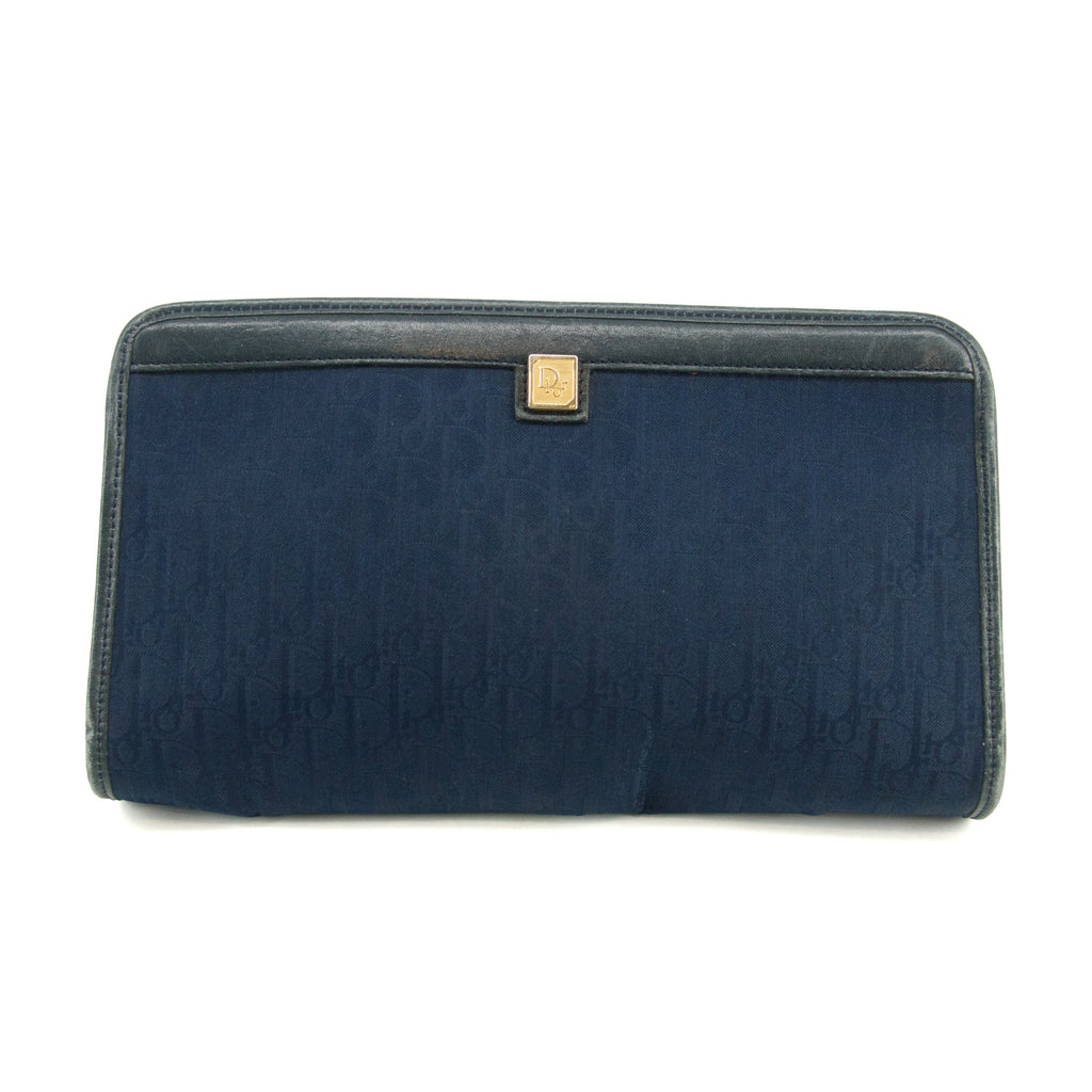 Christian Dior Vintage Trotter Blue Canvas Pouch #3439