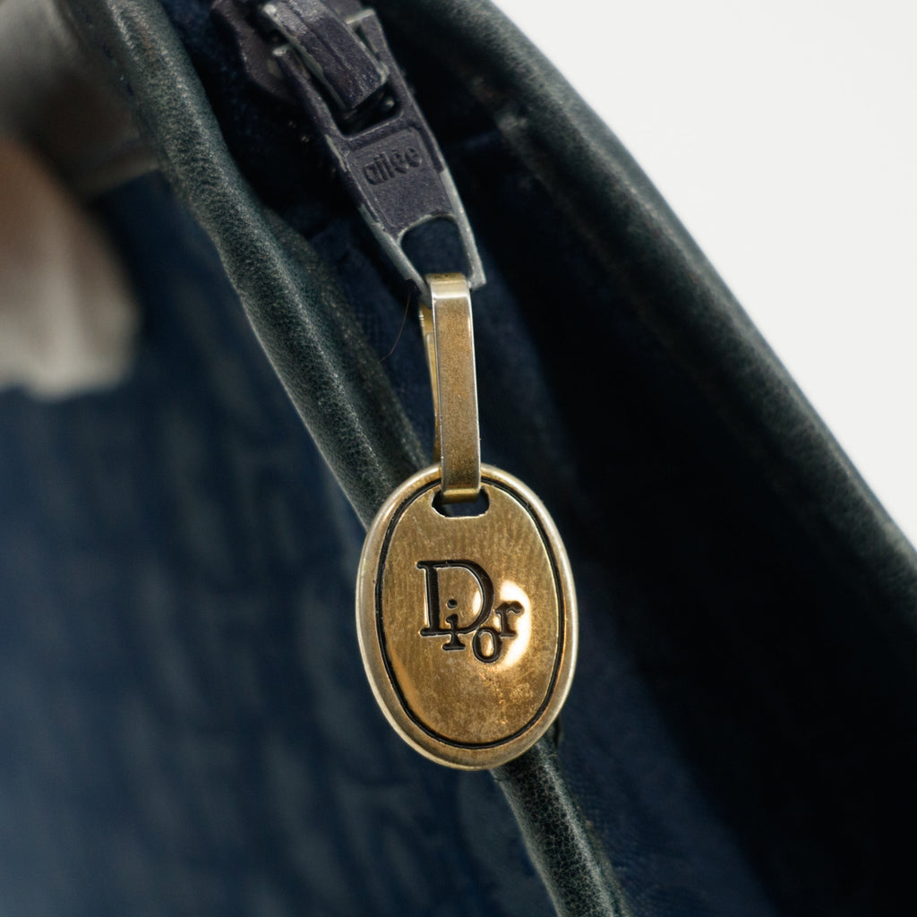 Christian Dior Vintage Trotter Blue Canvas Pouch #3439