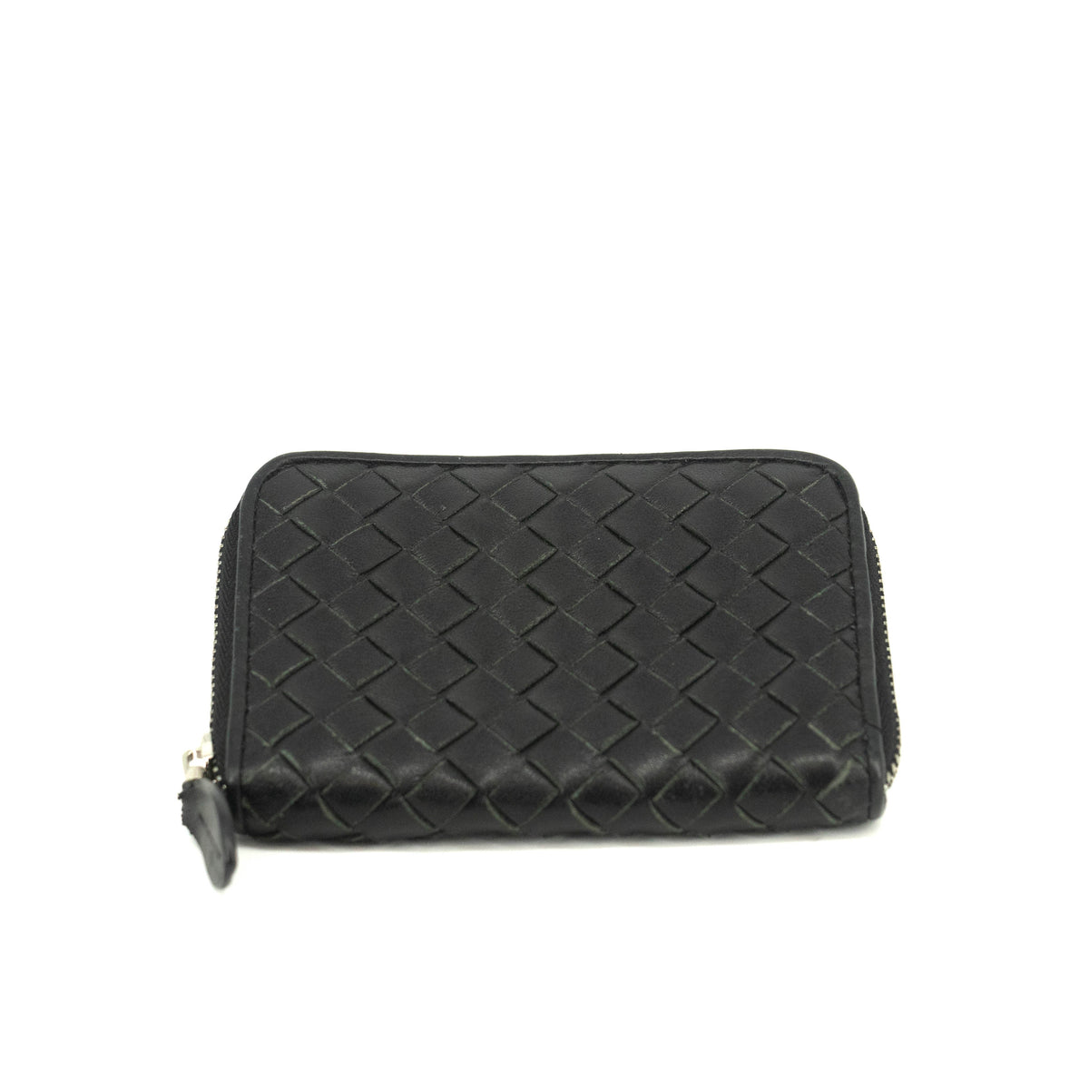 Bottega Veneta Intrecciato Black Zip Coin Pouch #3708