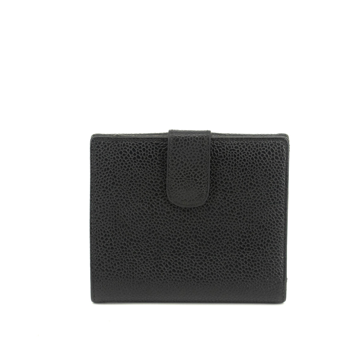 Chanel Caviar Skin Black Compact Bifold Wallet #3714