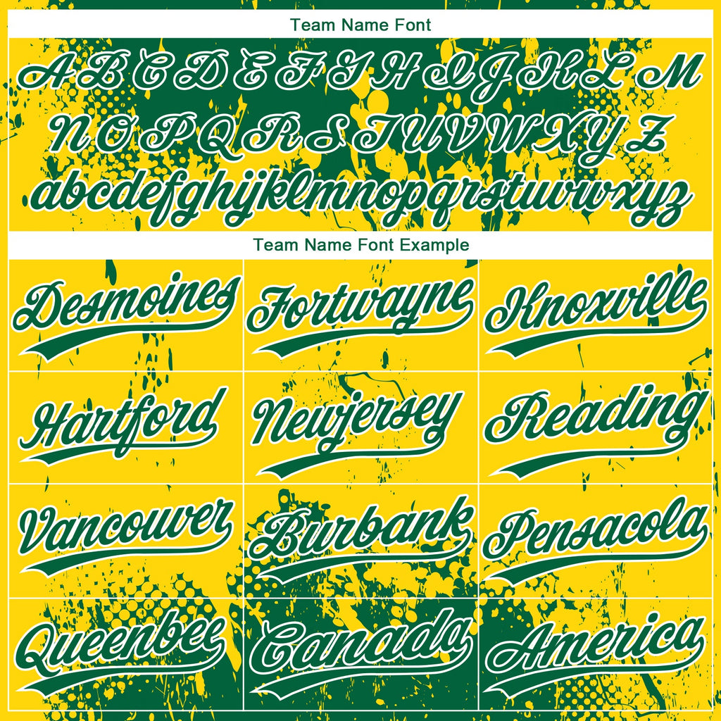 Custom Gold Green-White 3D Pattern Design Authentic Baseball Jersey