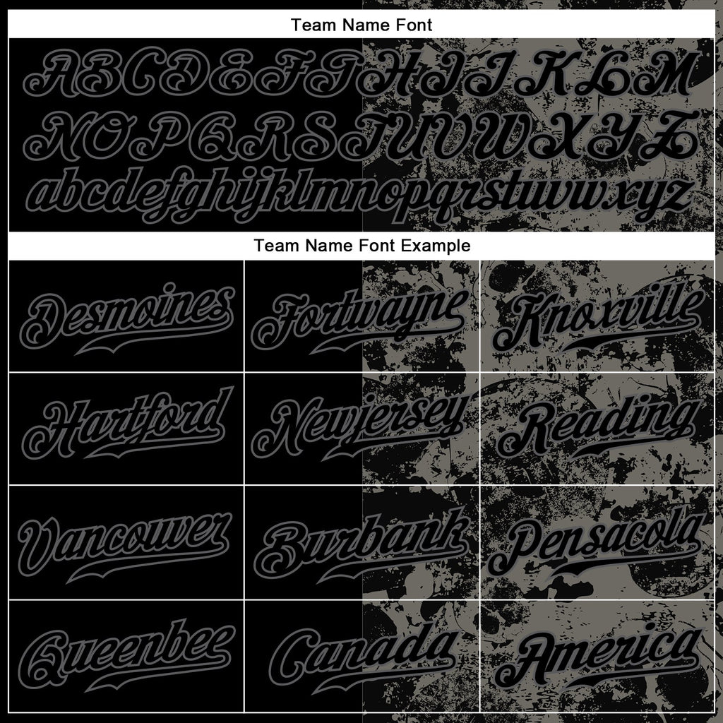 Custom Black Steel Gray 3D Skull Fashion Authentic Baseball Jersey