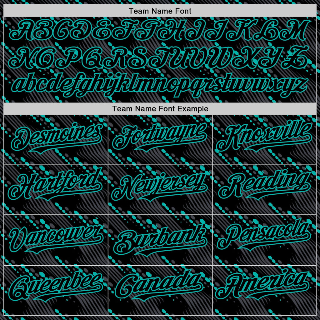 Custom Black Aqua 3D Pattern Design Slant Lines Authentic Baseball Jersey