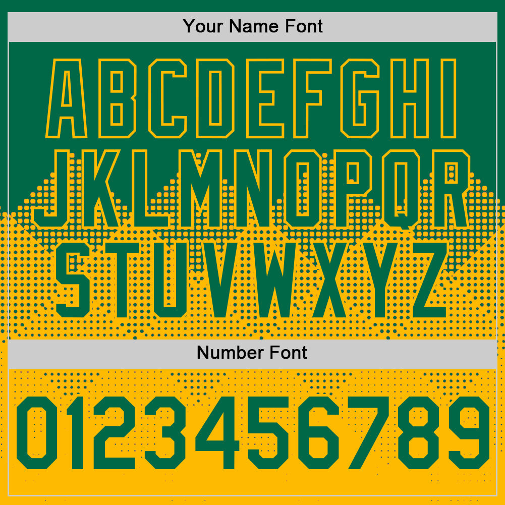 Custom Kelly Green Gold 3D Pattern Design Gradient Square Shapes Authentic Baseball Jersey