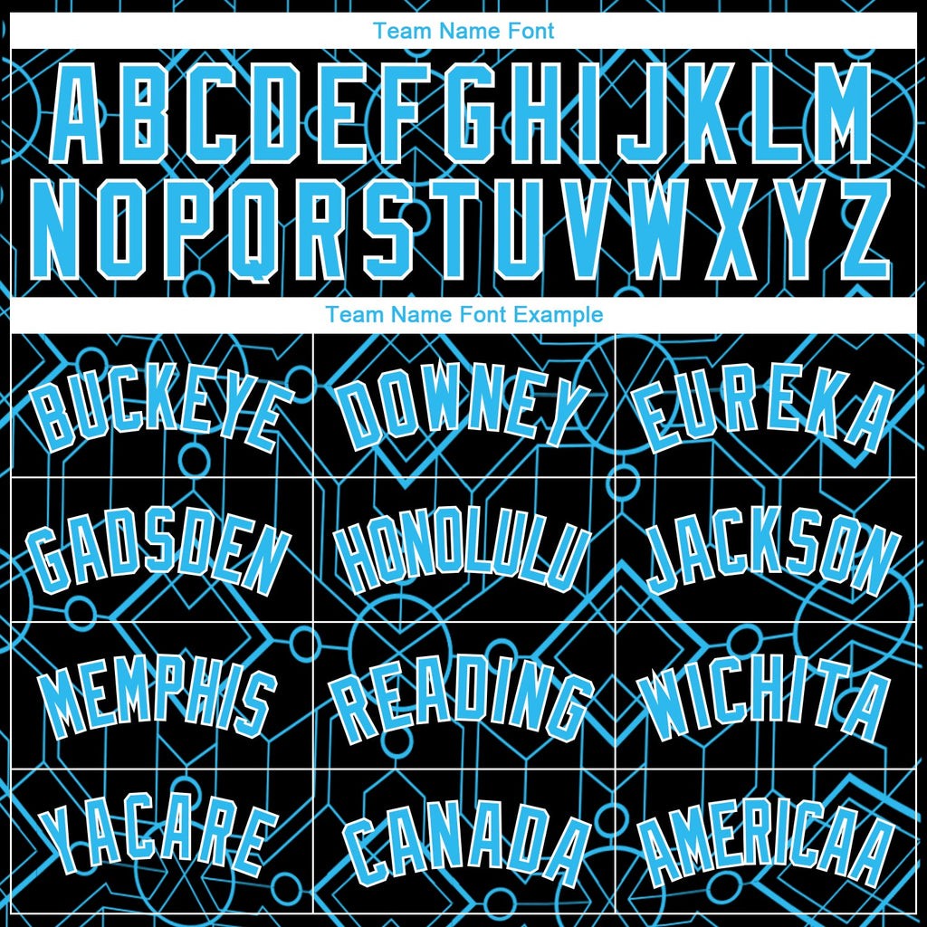Custom Black Sky Blue-White Geometric Shapes Authentic City Edition Basketball Jersey