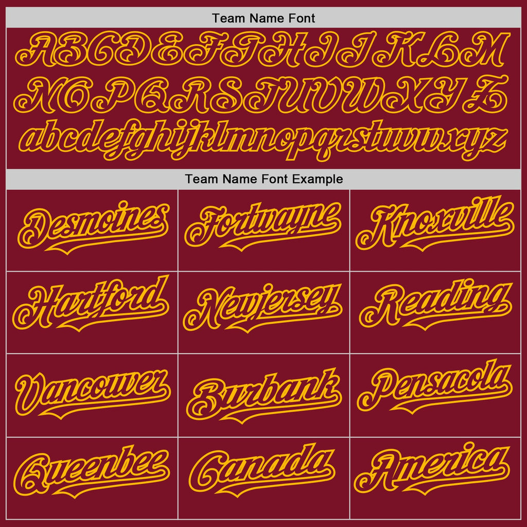 Custom Crimson Gold 3D Pattern Design Abstract Splatter Grunge Art Authentic Baseball Jersey