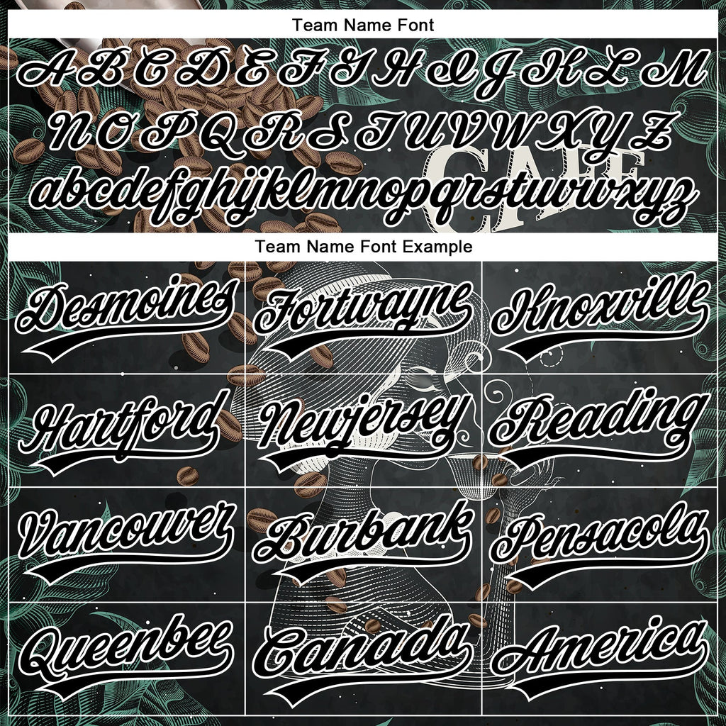 Custom Black White 3D Pattern Design International Coffee Day Authentic Baseball Jersey