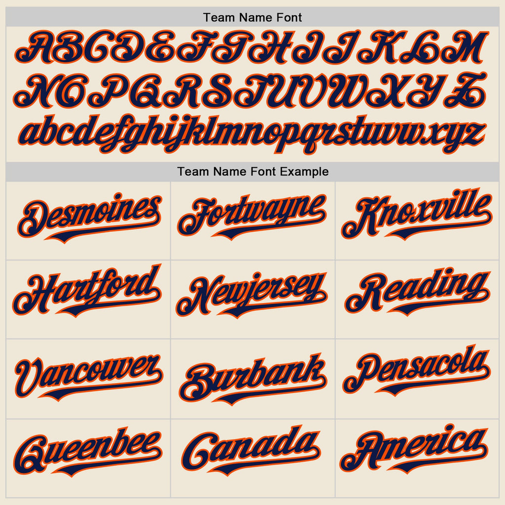 Custom Cream Navy-Orange Line Authentic Baseball Jersey