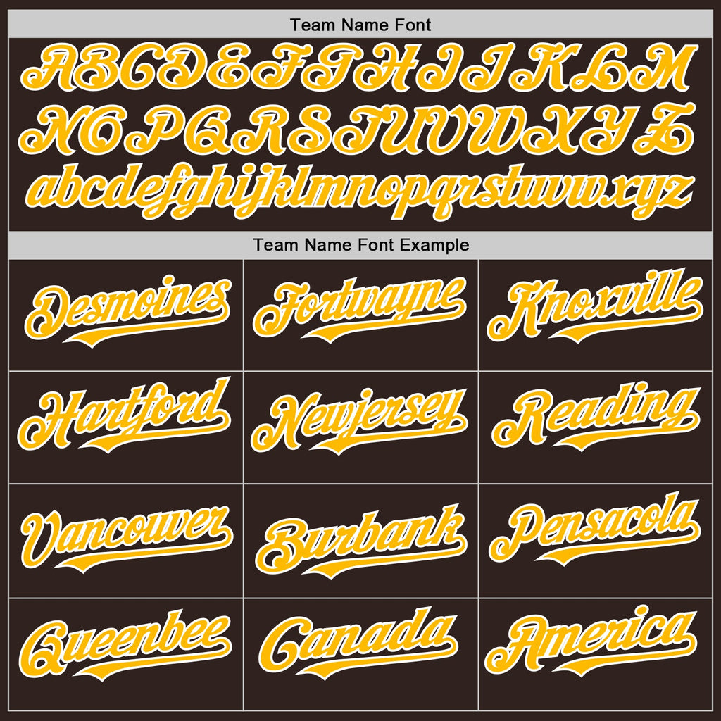 Custom Brown Gold-White Line Authentic Baseball Jersey