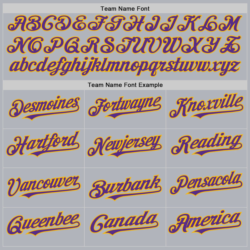 Custom Gray Purple-Gold Line Authentic Baseball Jersey