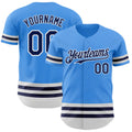Custom Electric Blue Navy-White Line Authentic Baseball Jersey