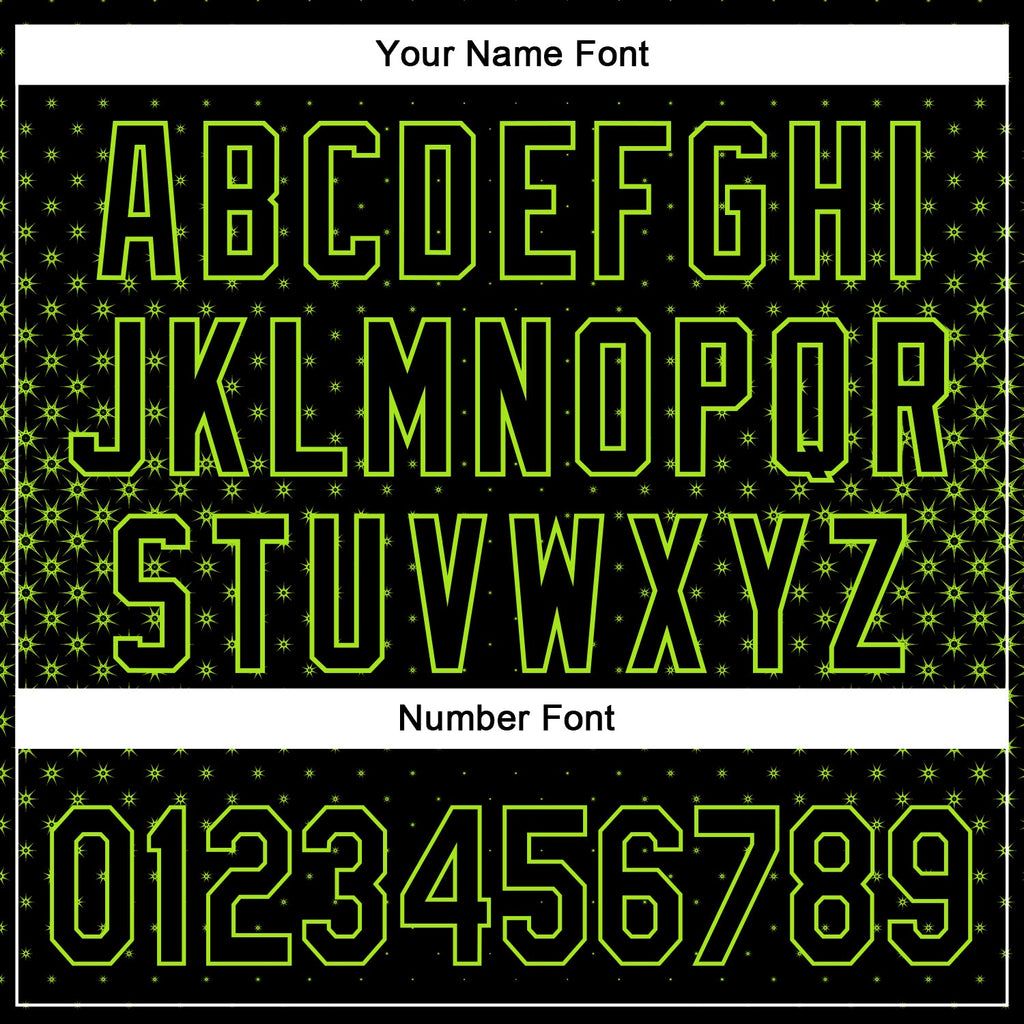 Custom Black Neon Green 3D Pattern Design Geometric Stars Authentic Baseball Jersey