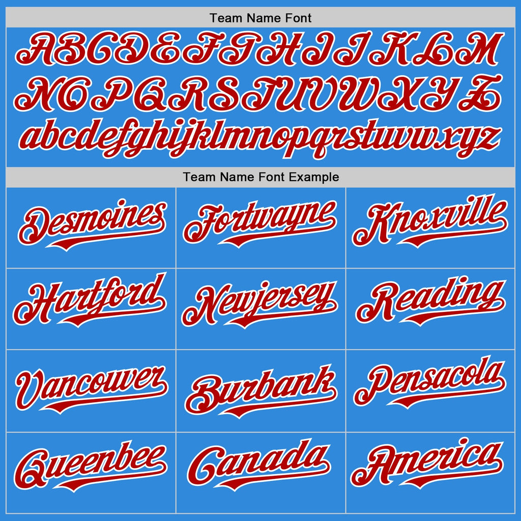 Custom Electric Blue Red-White 3D Pattern Design Gradient Style Twinkle Star Authentic Baseball Jersey