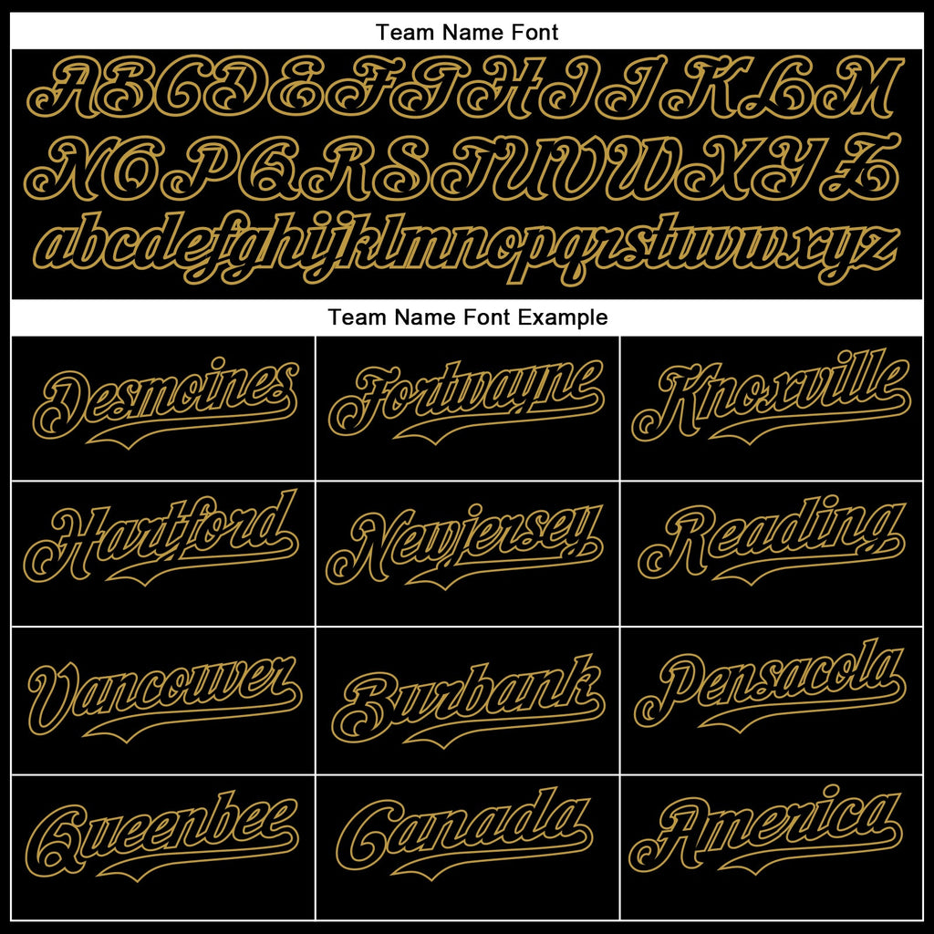 Custom Black Old Gold 3D Pattern Design Vintage Tattoos Authentic Baseball Jersey