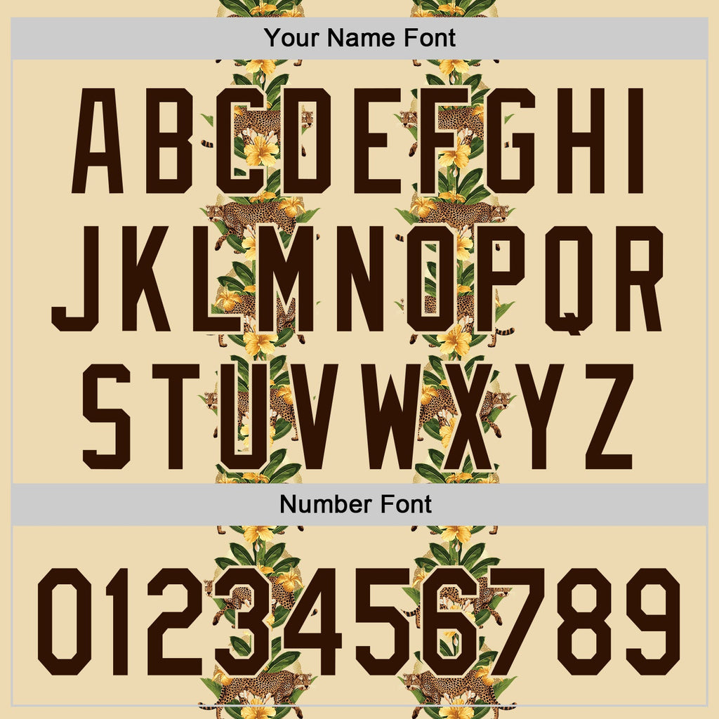 Custom Cream Brown 3D Tropical Hawaii Jungle Plant And Leopard Authentic Baseball Jersey