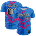 Custom Electric Blue Black-White 3D Revzzz Cut The Bullshit Authentic Baseball Jersey