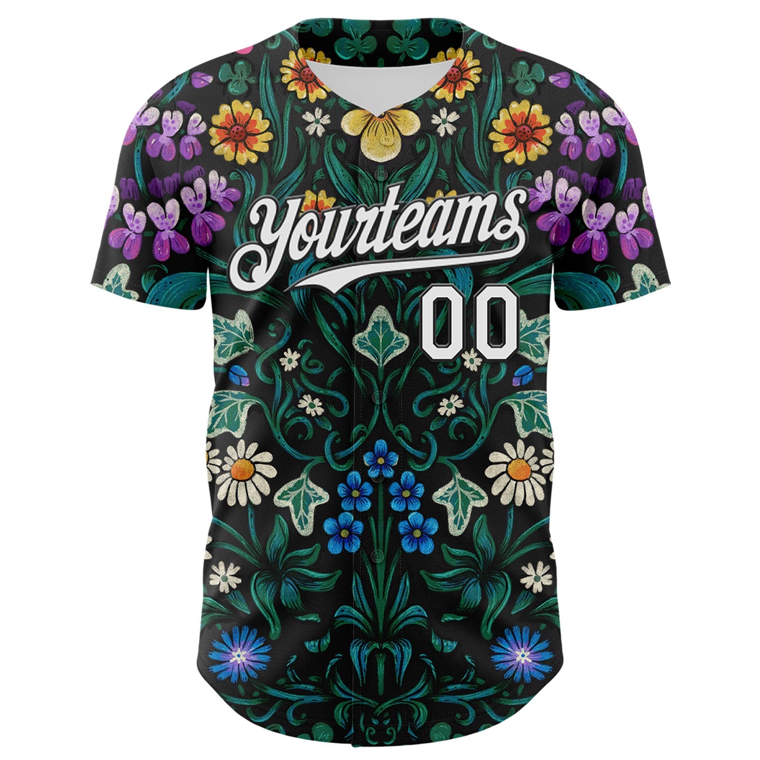 Custom Black White 3D Emi Bee Floriography Authentic Baseball Jersey