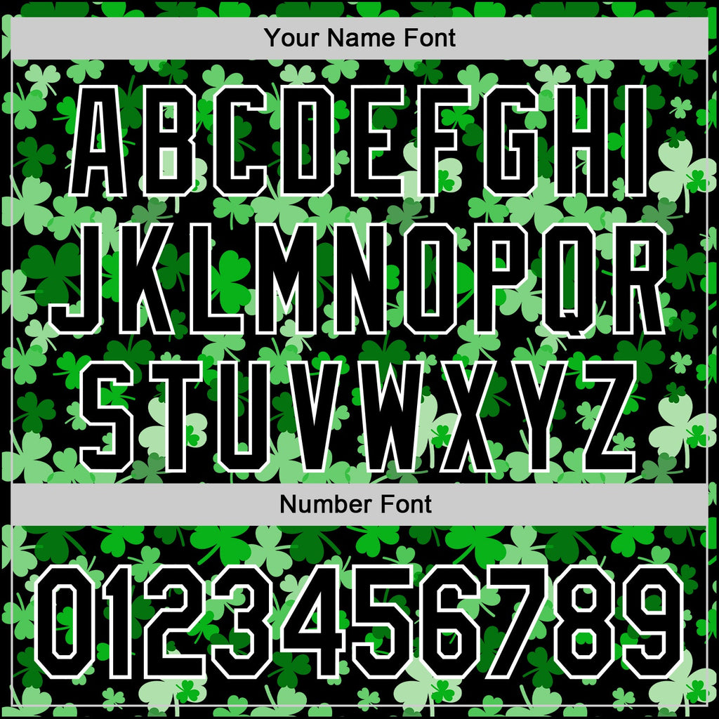 Custom Black White 3D St. Patrick's Day Shamrock Authentic Baseball Jersey