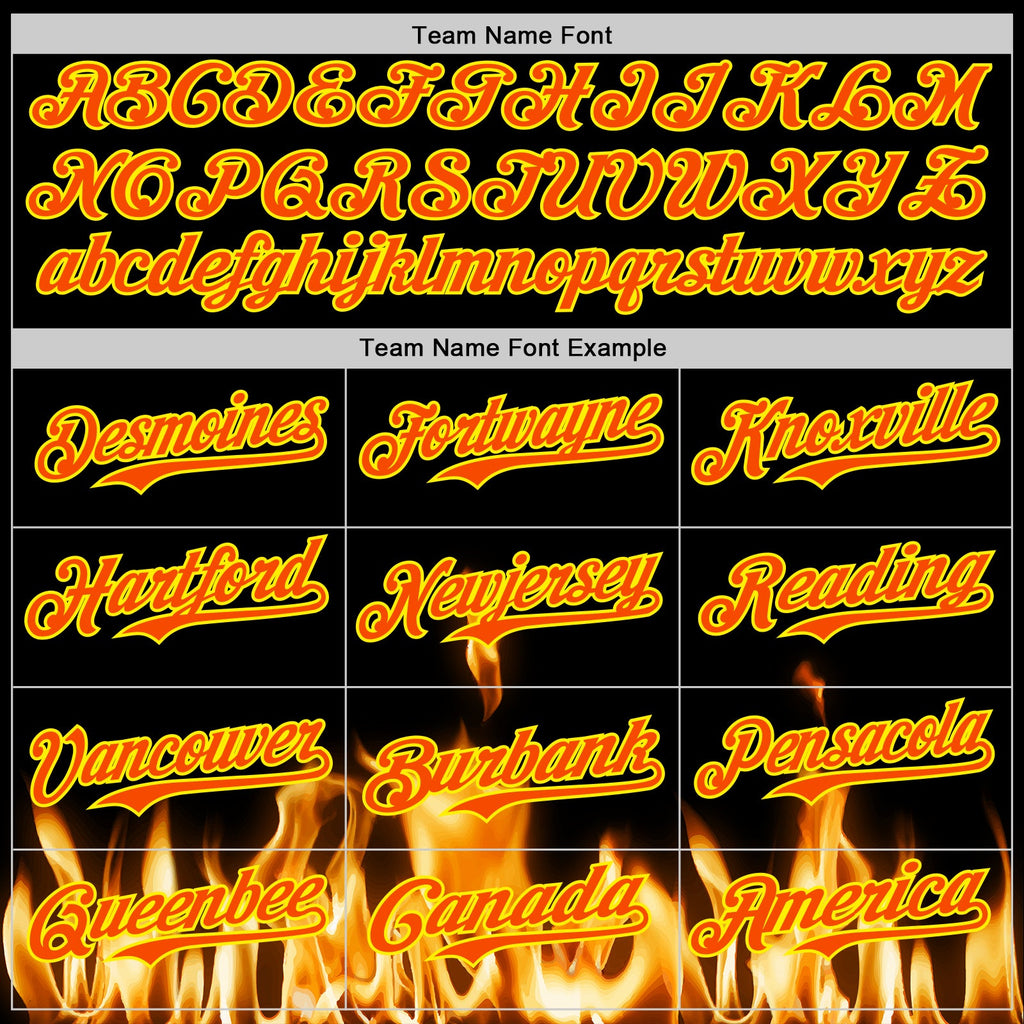 Custom Black Orange-Light Yellow 3D Flame? Skull Authentic Baseball Jersey
