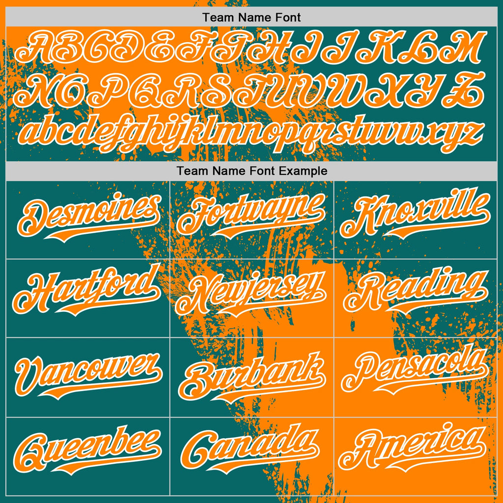 Custom Bay Orange Teal-White 3D Pattern Design Abstract Brush Stroke Authentic Baseball Jersey