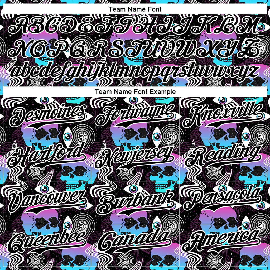 Custom Black White 3D Pattern Design Rave Psychedelic Skull Authentic Baseball Jersey
