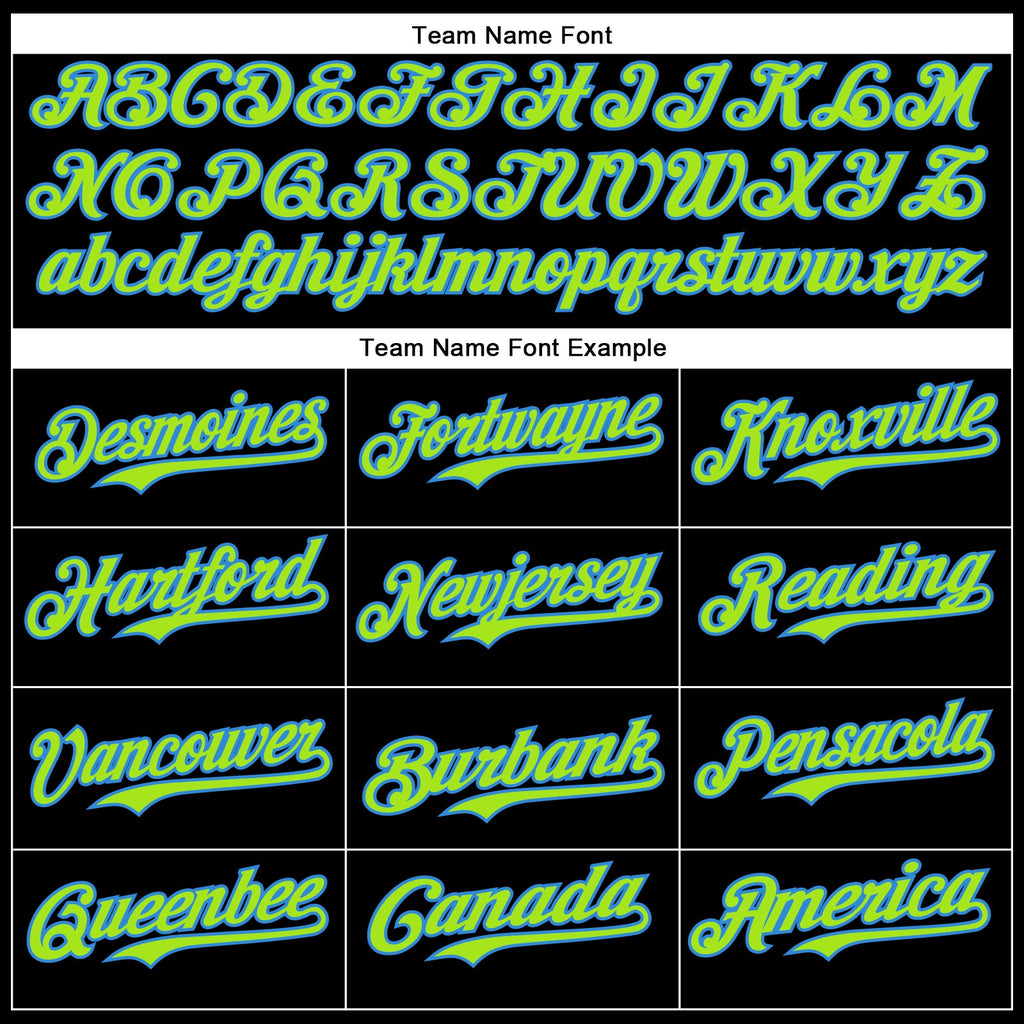 Custom Black Neon Green-Electric Blue 3D Pattern Design Rave Psychedelic Fluid Art Authentic Baseball Jersey