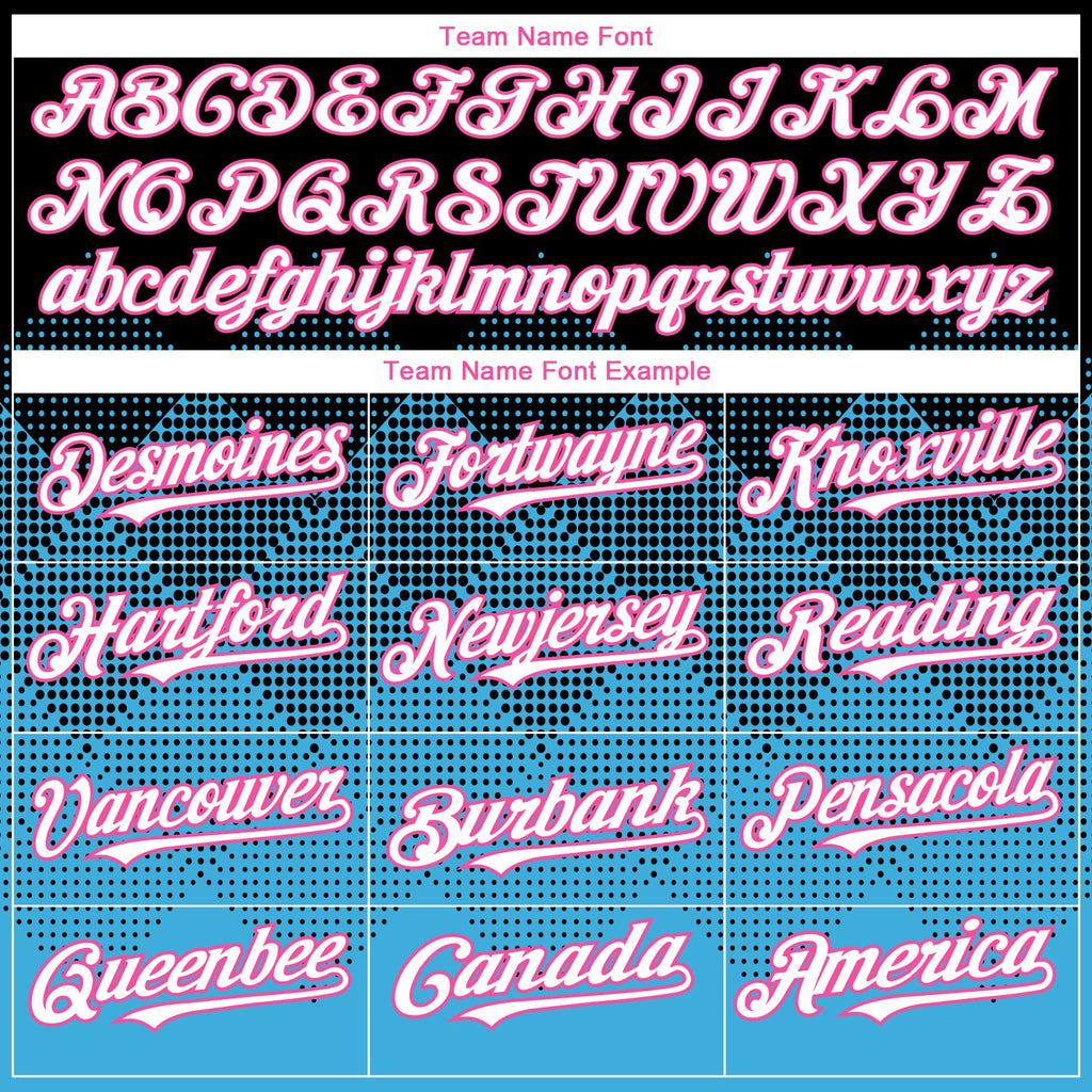 Custom Black White Sky Blue-Pink 3D Gradient Square Shape Authentic Baseball Jersey