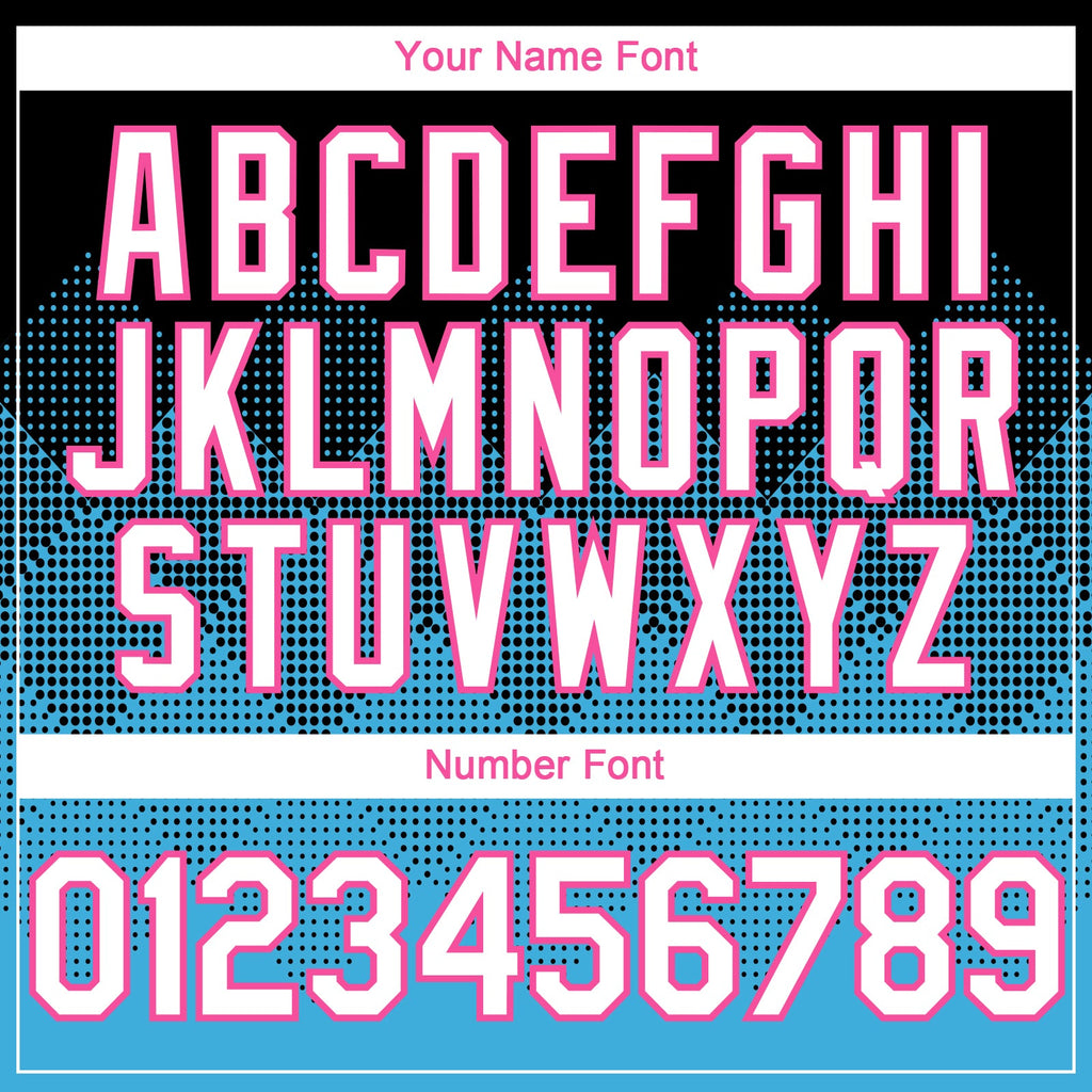 Custom Black White Sky Blue-Pink 3D Gradient Square Shape Authentic Baseball Jersey