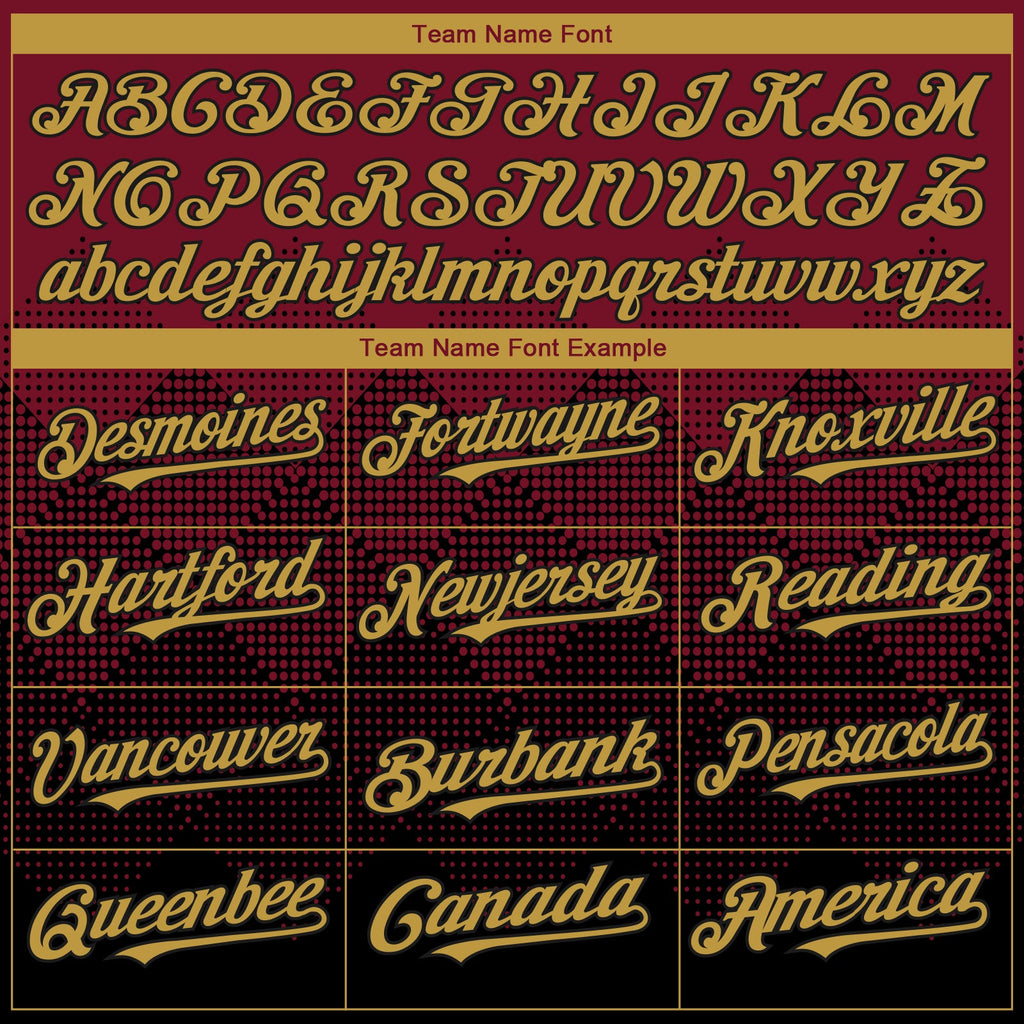 Custom Crimson Old Gold-Black 3D Gradient Square Shape Authentic Baseball Jersey