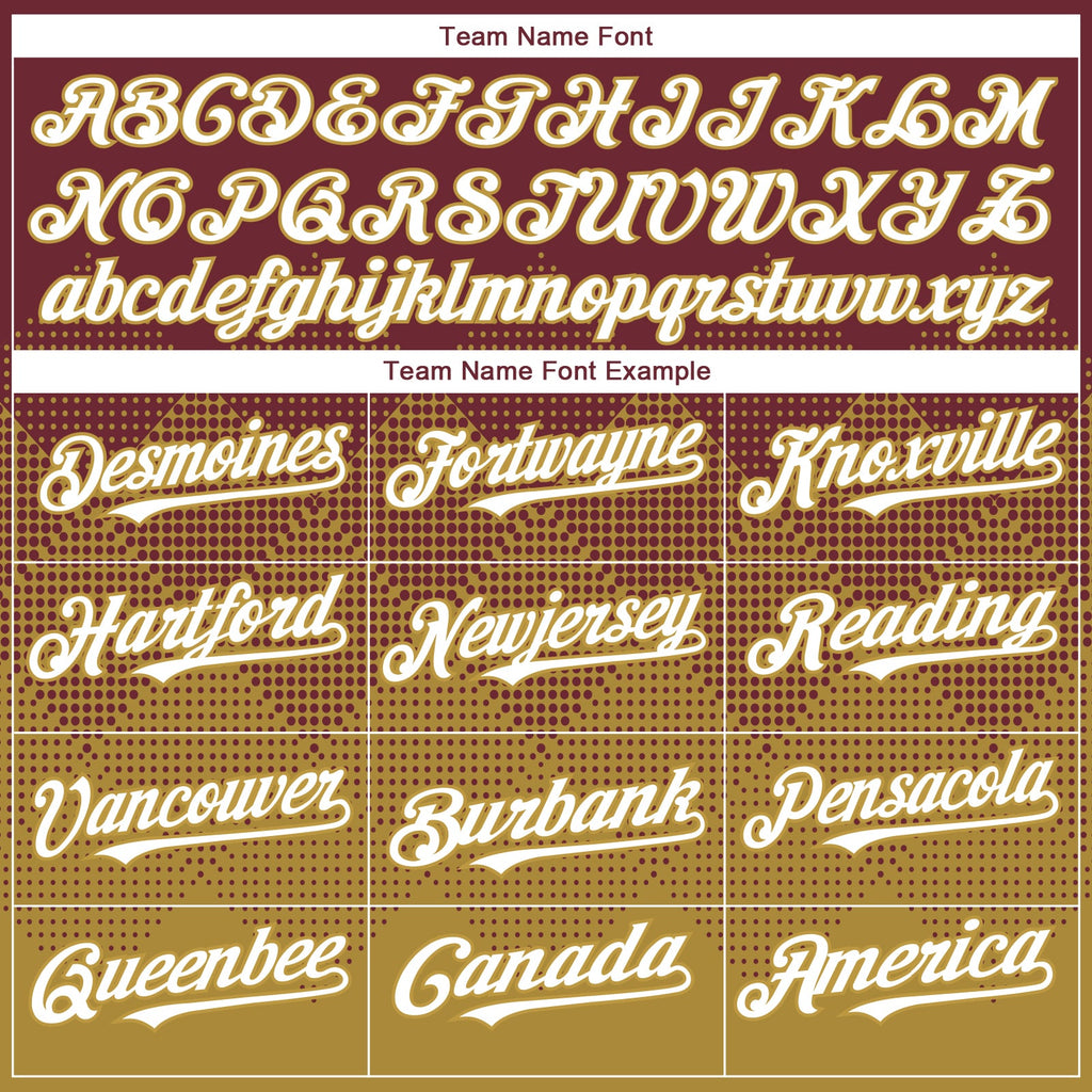 Custom Burgundy White-Old Gold 3D Gradient Square Shape Authentic Baseball Jersey