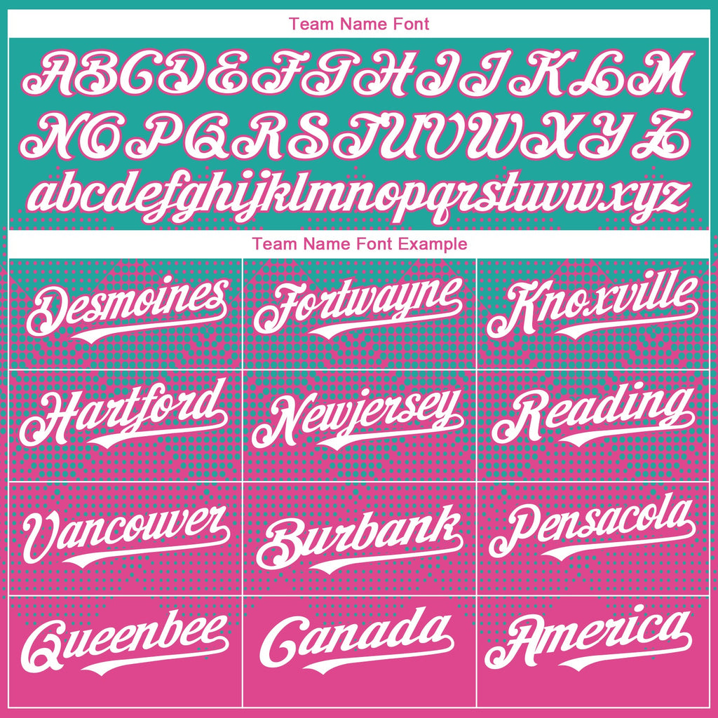 Custom Aqua White-Pink 3D Gradient Square Shape Authentic Baseball Jersey