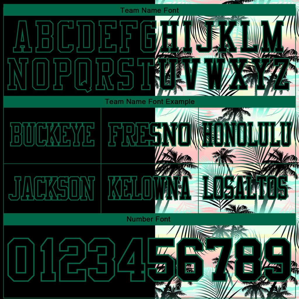Custom Black Kelly Green 3D Pattern Tropical Hawaii Palm Leaves Authentic Football Jersey