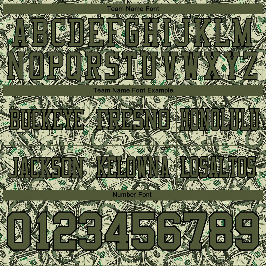 Custom Green Olive-Black 3D Pattern Dollar Authentic Football Jersey