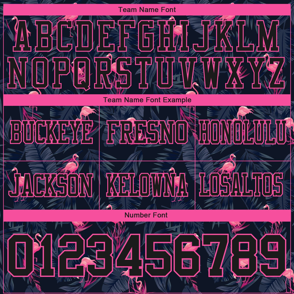 Custom Black Pink 3D Pattern Flamingo Authentic Football Jersey