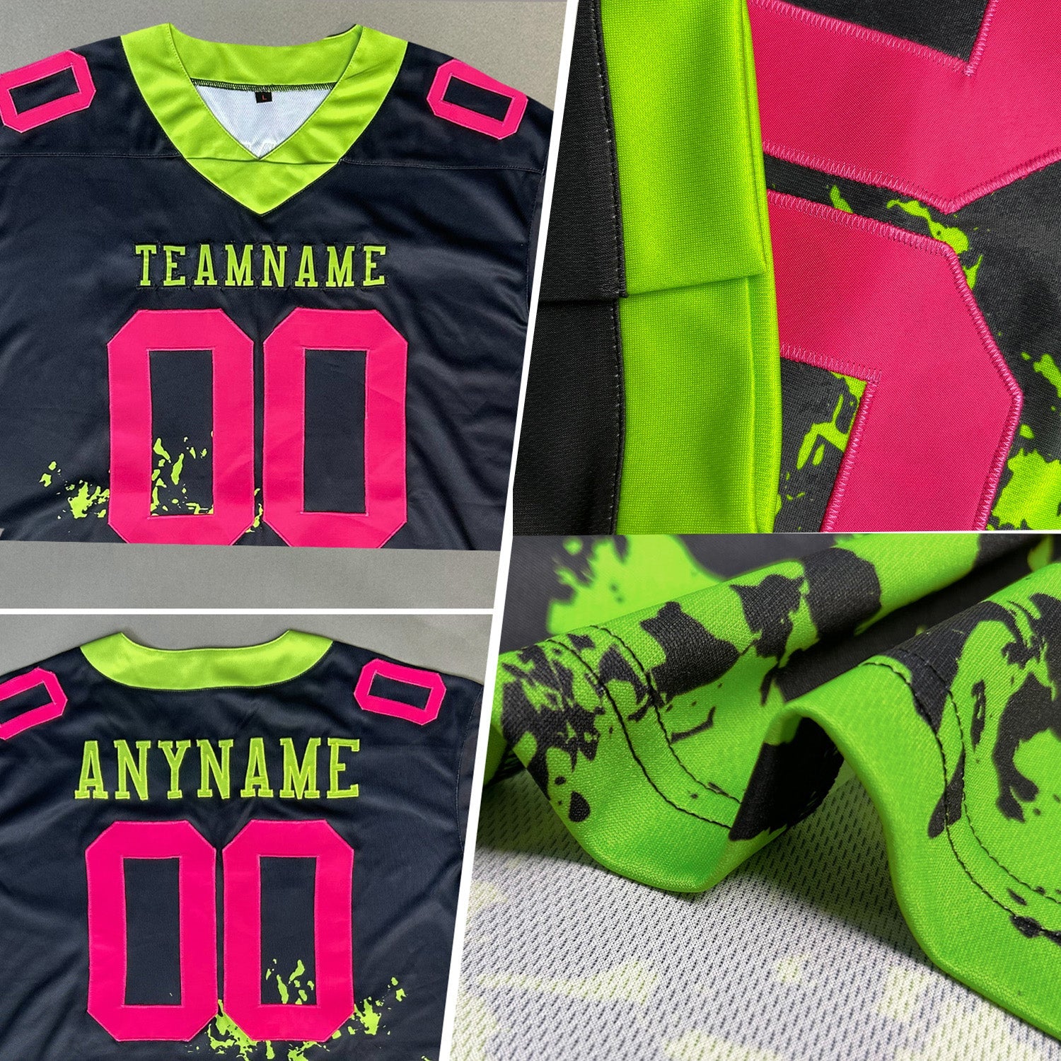 Custom Black Light Blue-White 3D Pattern American Flag Authentic Football Jersey