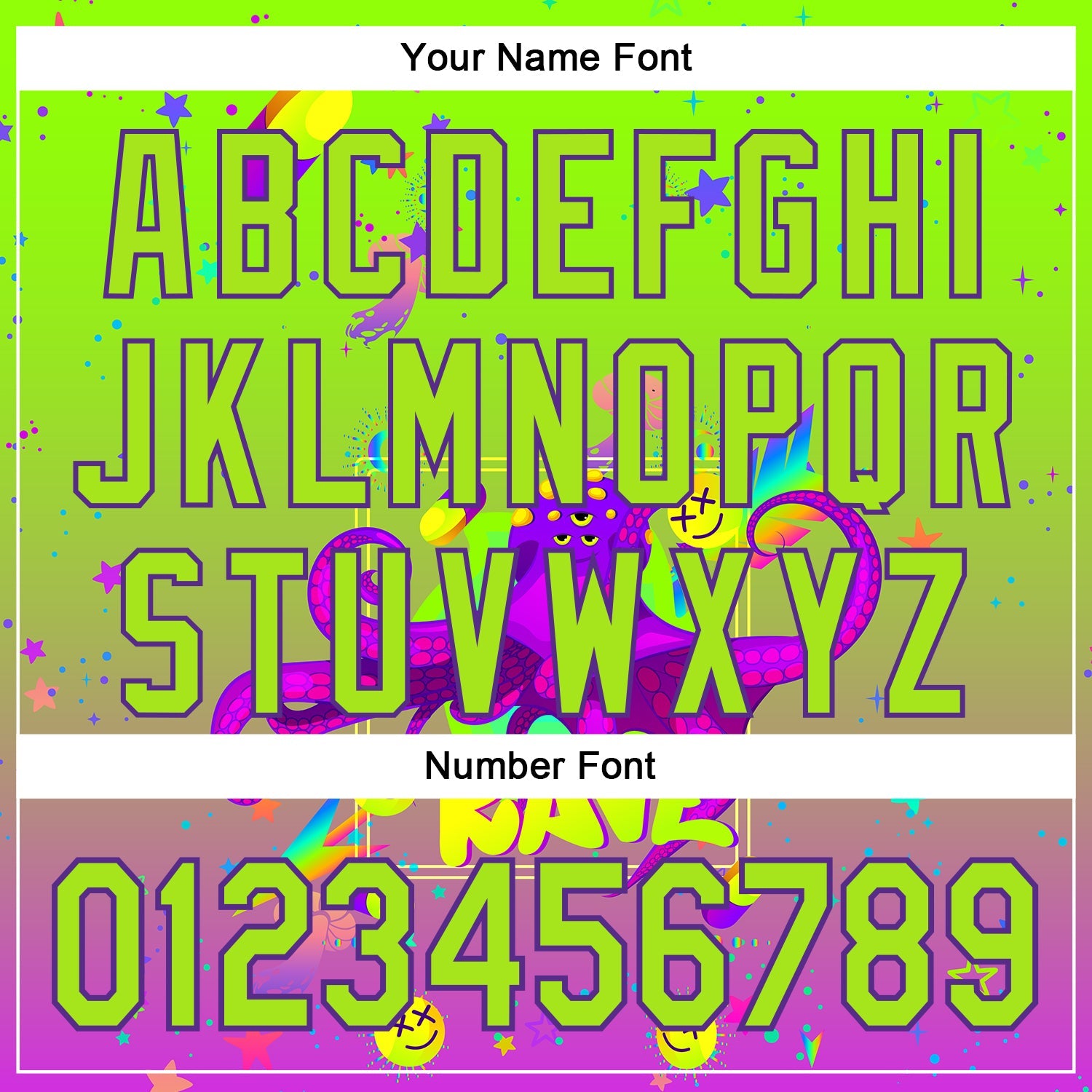 Custom Green Neon Green-Purple 3D Pattern Design Trippy Psychedelic Octopus Authentic Baseball Jersey