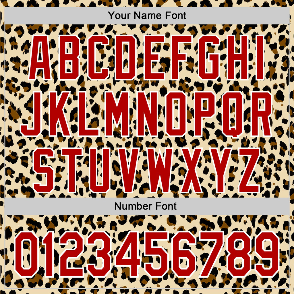 Custom Cream Red-White 3D Pattern Design Rave Party Animal Leopard Print Authentic Baseball Jersey