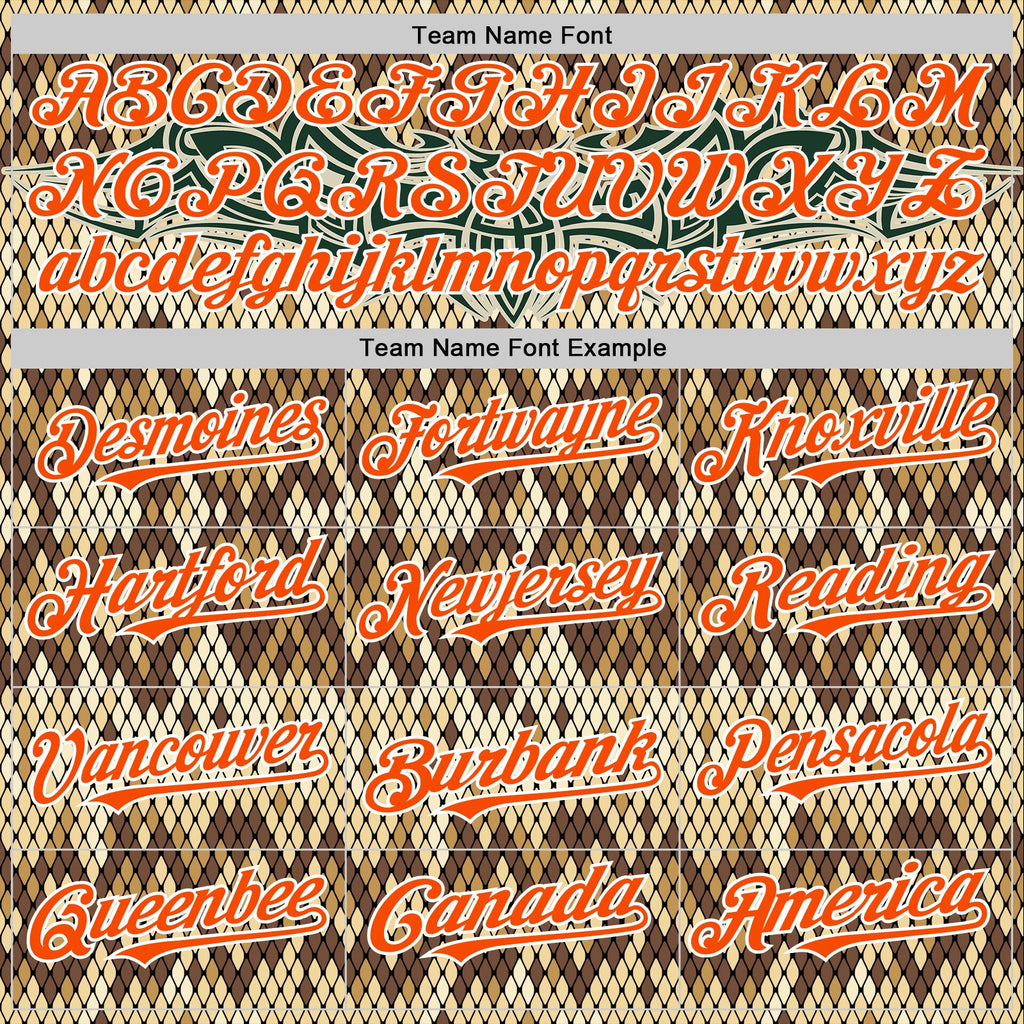 Custom Black Orange-White 3D Pattern Design Rave Party Animal Snake Python Print Authentic Baseball Jersey