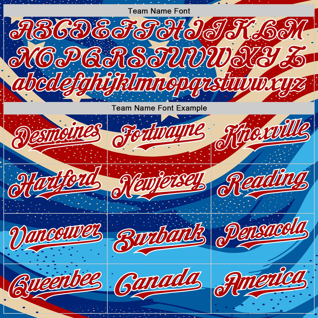 Custom Blue Royal Red-White 3D Retro American Flag Authentic Baseball Jersey