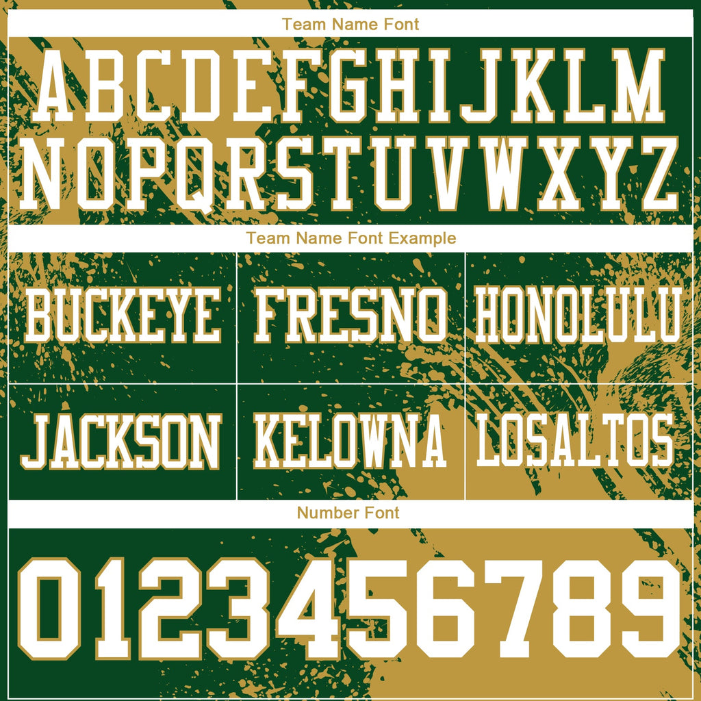 Custom Green White-Old Gold 3D Pattern Abstract Brush Stroke Authentic Football Jersey