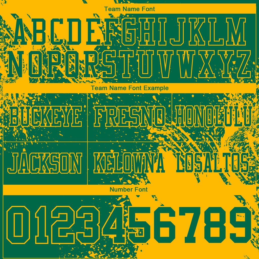 Custom Kelly Green Gold 3D Pattern Abstract Brush Stroke Authentic Football Jersey