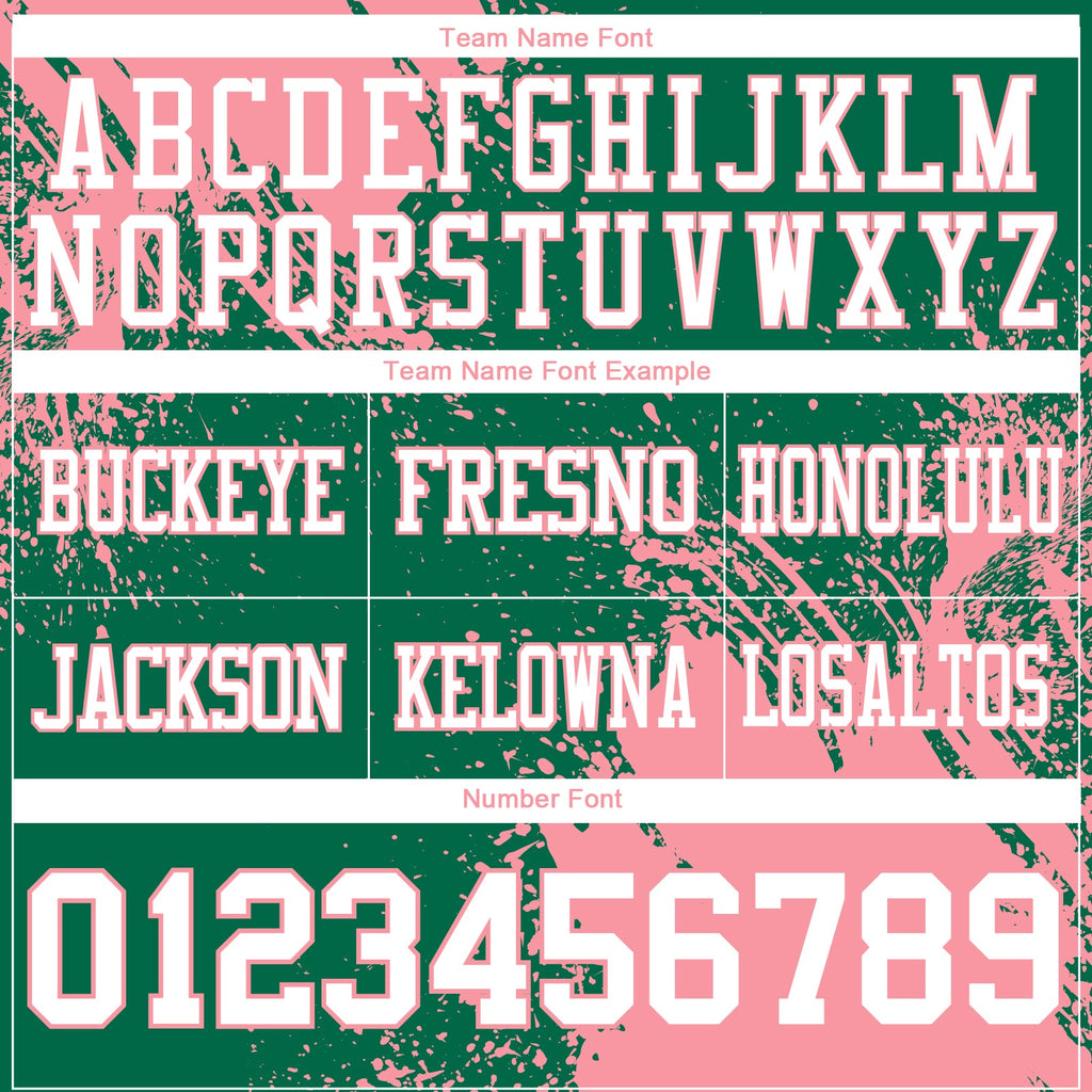 Custom Kelly Green White-Medium Pink 3D Pattern Abstract Brush Stroke Authentic Football Jersey