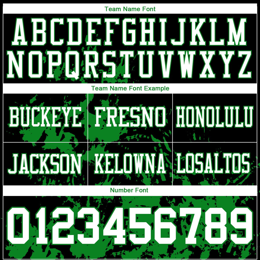 Custom Black White-Grass Green 3D Pattern Splash Authentic Football Jersey