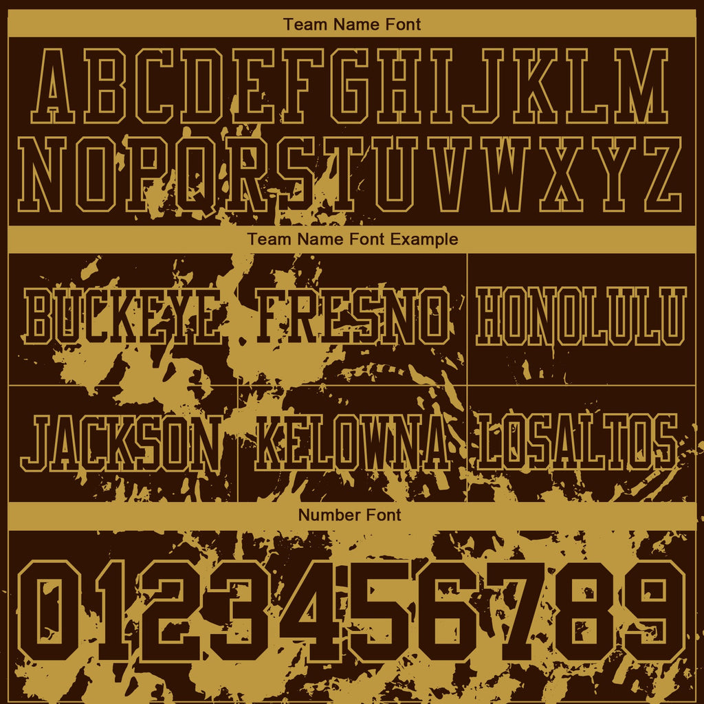 Custom Brown Old Gold 3D Pattern Splash Authentic Football Jersey