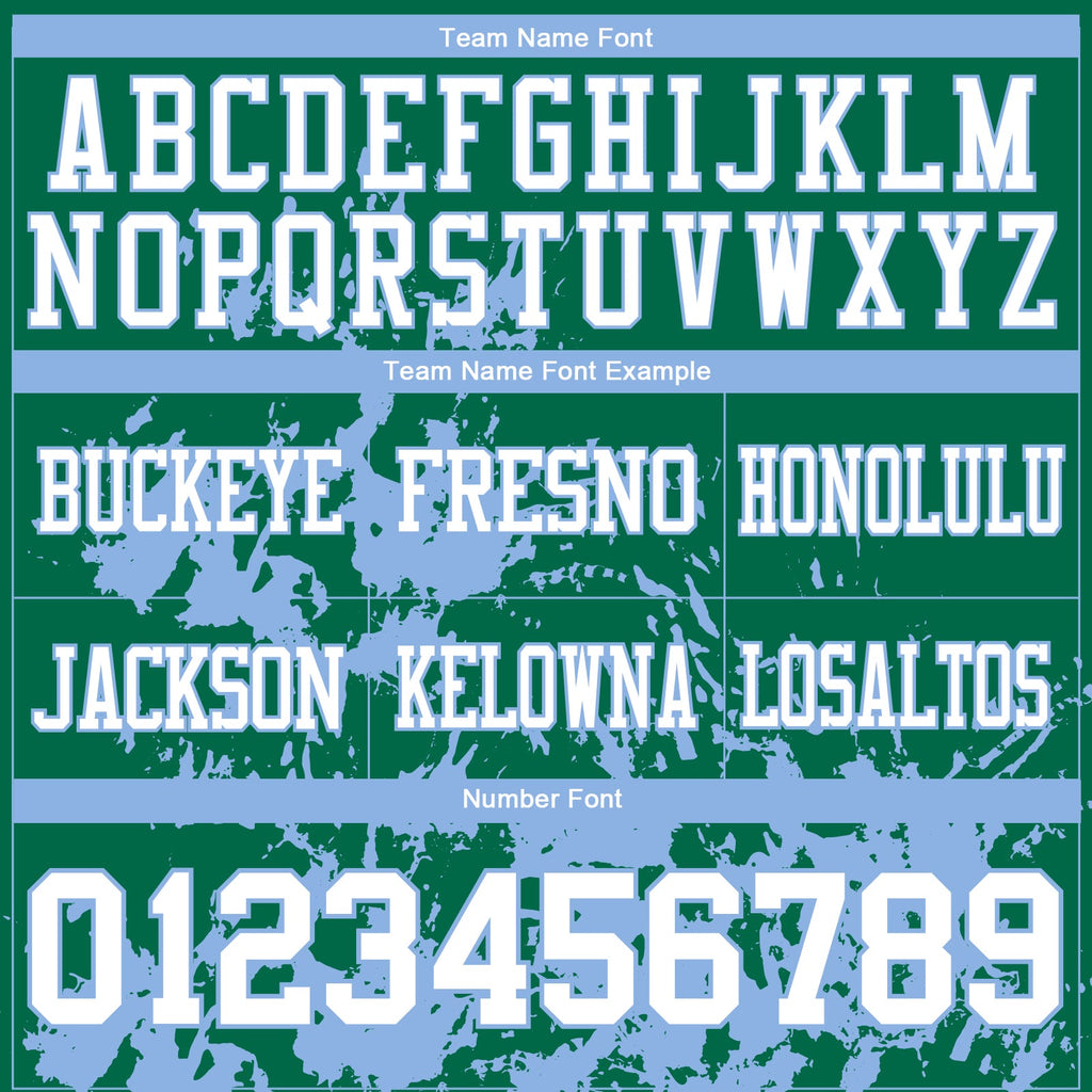 Custom Kelly Green White-Light Blue 3D Pattern Splash Authentic Football Jersey
