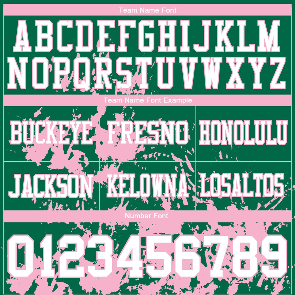 Custom Kelly Green White-Light Pink 3D Pattern Splash Authentic Football Jersey