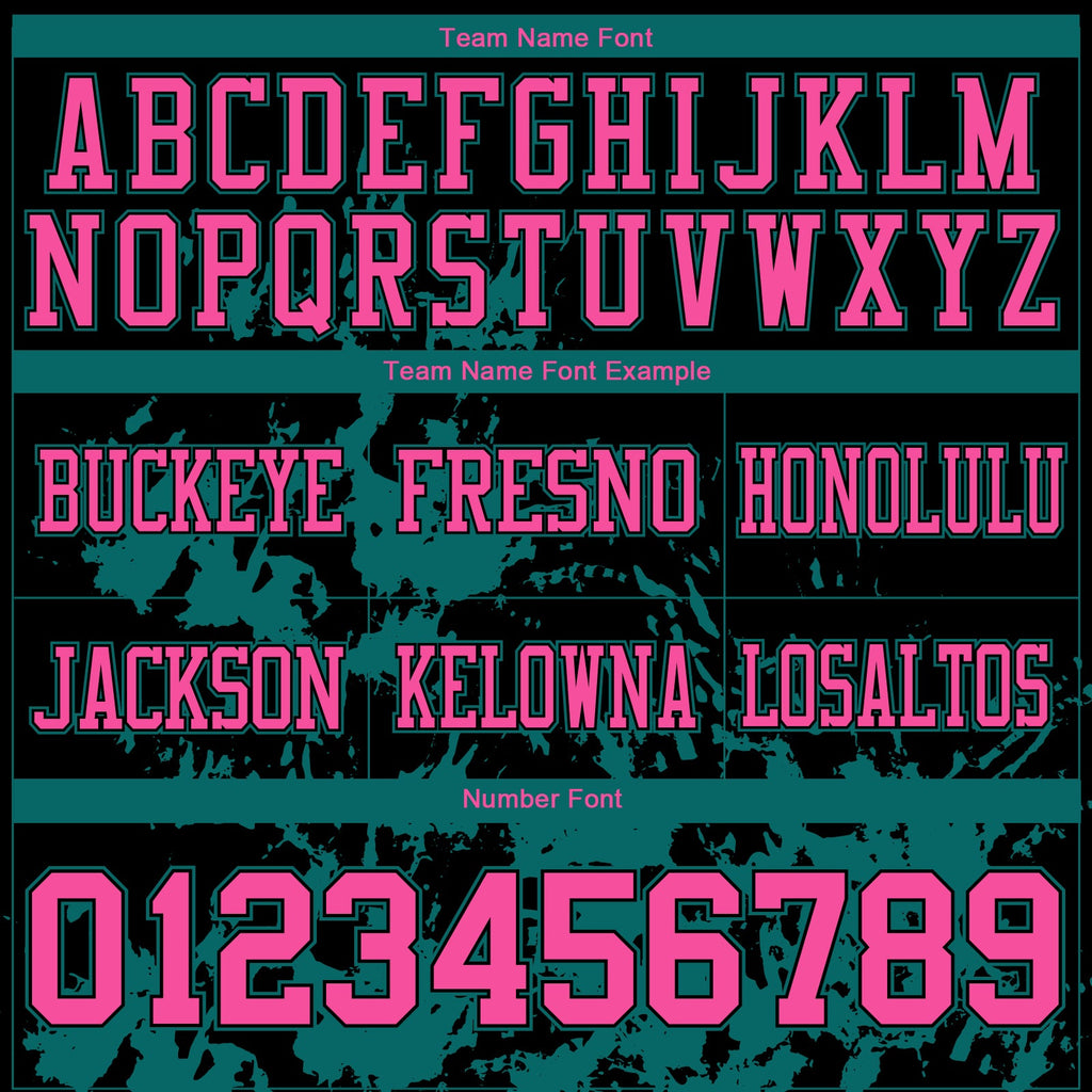 Custom Black Pink-Teal 3D Pattern Splash Authentic Football Jersey